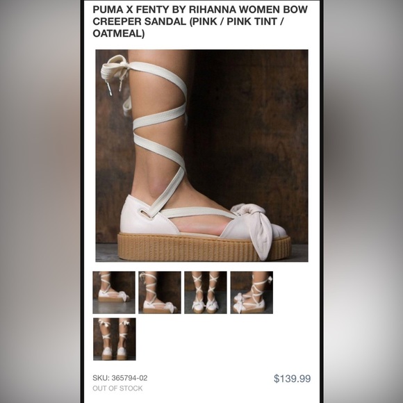 PUMA X FENTY BY RIHANNA WOMEN BOWCREEPER SANDAL (PINK / PINK TINT / OATMEAL) - Picture 4 of 5